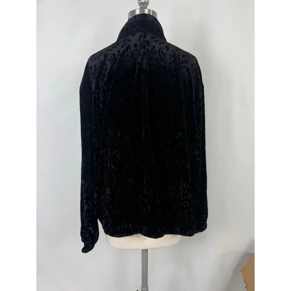 Vintage Teddi‎ XL Velvet Patterned Light Zip-up Jacket Dark Romantic Vamp Gothic